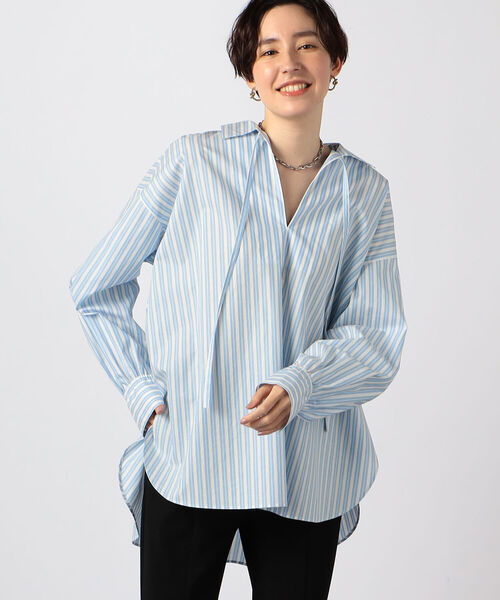 NOLLEY’S（ノーリーズ）の「タイプライタースキッパーシャツ（シャツ/ブラウス・レディース・ホワイト/ブルー系その他3・FREE）」の2枚目の写真