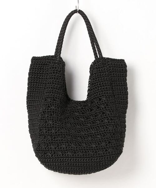 cache cache（カシュ カシュ）の「カシュカシュ cachecache / 柄編みラウンドトート（かごバッグ・レディース・ブラック/グリーン/ベージュ系その他・FREE）」の4枚目の写真