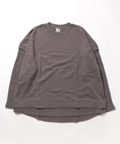 Ocean Pacific(オーシャンパシフィック)の「【OP:オーピー】レディースレイヤード風デザインTシャツ(Tシャツ/カットソー・レディース・チャコール/オレンジ/アイボリー・MEDIUM/LARGE)」の6枚目の写真