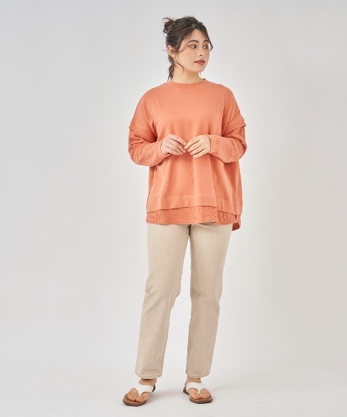 Ocean Pacific(オーシャンパシフィック)の「【OP:オーピー】レディースレイヤード風デザインTシャツ(Tシャツ/カットソー・レディース・チャコール/オレンジ/アイボリー・MEDIUM/LARGE)」の17枚目の写真