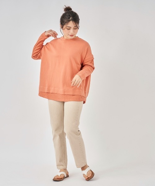 Ocean Pacific(オーシャンパシフィック)の「【OP:オーピー】レディースレイヤード風デザインTシャツ(Tシャツ/カットソー・レディース・チャコール/オレンジ/アイボリー・MEDIUM/LARGE)」の16枚目の写真