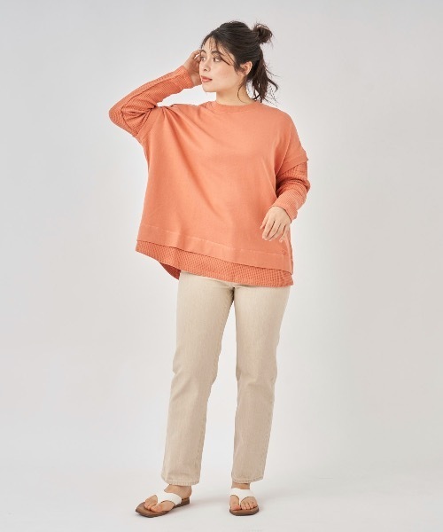 Ocean Pacific(オーシャンパシフィック)の「【OP:オーピー】レディースレイヤード風デザインTシャツ(Tシャツ/カットソー・レディース・チャコール/オレンジ/アイボリー・MEDIUM/LARGE)」の15枚目の写真