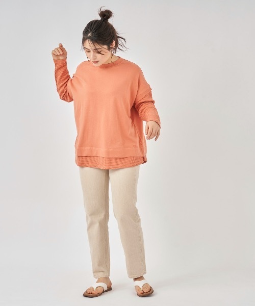 Ocean Pacific(オーシャンパシフィック)の「【OP:オーピー】レディースレイヤード風デザインTシャツ(Tシャツ/カットソー・レディース・チャコール/オレンジ/アイボリー・MEDIUM/LARGE)」の14枚目の写真