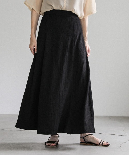 select MOCA（セレクトモカ）の「シャーリングフレアスカート（スカート・レディース・アイボリー/ブラック・FREE）」の2枚目の写真