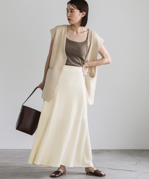 select MOCA（セレクトモカ）の「シャーリングフレアスカート（スカート・レディース・アイボリー/ブラック・FREE）」の3枚目の写真