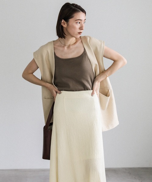 select MOCA（セレクトモカ）の「シャーリングフレアスカート（スカート・レディース・アイボリー/ブラック・FREE）」の7枚目の写真