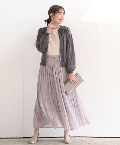 rps（アールピーエス）の「チュールギャザーブルゾン（ブルゾン・レディース・ブラック/グレー/グレイッシュベージュ・フリー）」の7枚目の写真