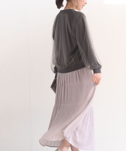 rps（アールピーエス）の「チュールギャザーブルゾン（ブルゾン・レディース・ブラック/グレー/グレイッシュベージュ・フリー）」の4枚目の写真