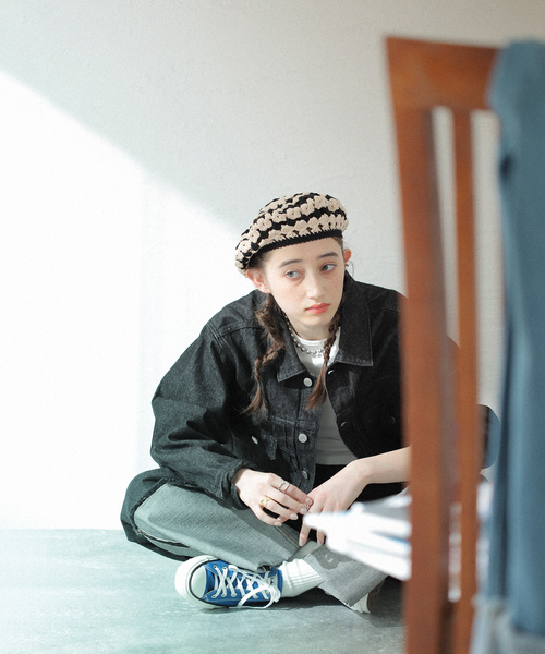 Casselini（キャセリーニ）の「【Casselini/キャセリーニ】クロシェベレーボウ（ハンチング/ベレー帽・レディース・ベージュ/ブルー・FREE）」の6枚目の写真