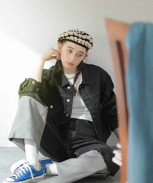 Casselini（キャセリーニ）の「【Casselini/キャセリーニ】クロシェベレーボウ（ハンチング/ベレー帽・レディース・ベージュ/ブルー・FREE）」の4枚目の写真