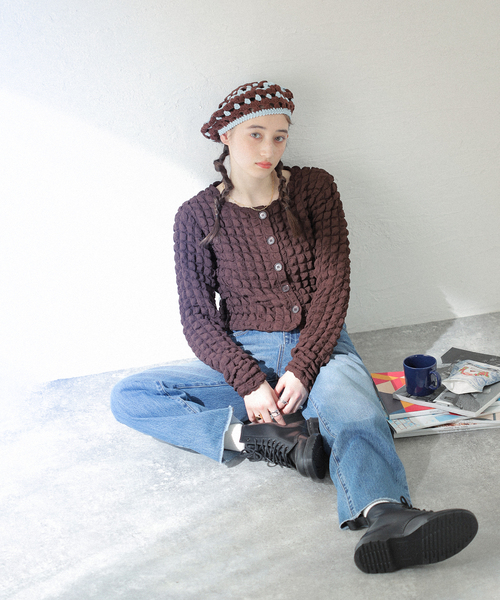 Casselini（キャセリーニ）の「【Casselini/キャセリーニ】クロシェベレーボウ（ハンチング/ベレー帽・レディース・ベージュ/ブルー・FREE）」の9枚目の写真