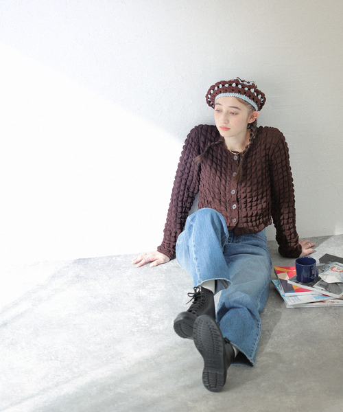 Casselini（キャセリーニ）の「【Casselini/キャセリーニ】クロシェベレーボウ（ハンチング/ベレー帽・レディース・ベージュ/ブルー・FREE）」の7枚目の写真