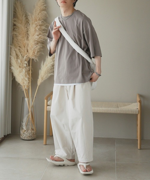 ADAMASTE（アダマスト）の「ワンポイントロゴ刺繍ビッグTEE（Tシャツ/カットソー・メンズ・グレイッシュベージュ/エメラルド/ブラック/ブルー/ピンク/ライトグレー・SMALL/MEDIUM/LARGE）」の13枚目の写真