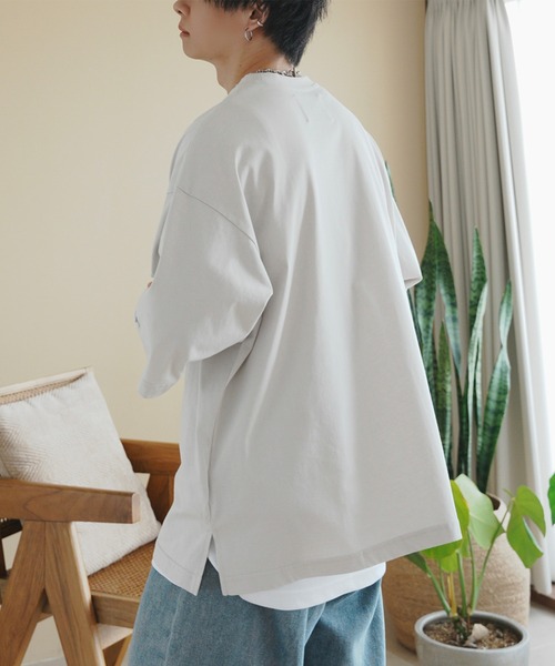 ADAMASTE（アダマスト）の「ワンポイントロゴ刺繍ビッグTEE（Tシャツ/カットソー・メンズ・グレイッシュベージュ/エメラルド/ブラック/ブルー/ピンク/ライトグレー・SMALL/MEDIUM/LARGE）」の19枚目の写真