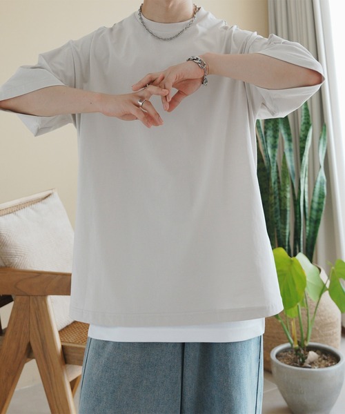 ADAMASTE（アダマスト）の「ワンポイントロゴ刺繍ビッグTEE（Tシャツ/カットソー・メンズ・グレイッシュベージュ/エメラルド/ブラック/ブルー/ピンク/ライトグレー・SMALL/MEDIUM/LARGE）」の18枚目の写真