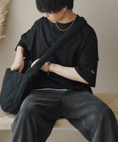 ADAMASTE（アダマスト）の「ワンポイントロゴ刺繍ビッグTEE（Tシャツ/カットソー・メンズ・グレイッシュベージュ/エメラルド/ブラック/ブルー/ピンク/ライトグレー・SMALL/MEDIUM/LARGE）」の15枚目の写真