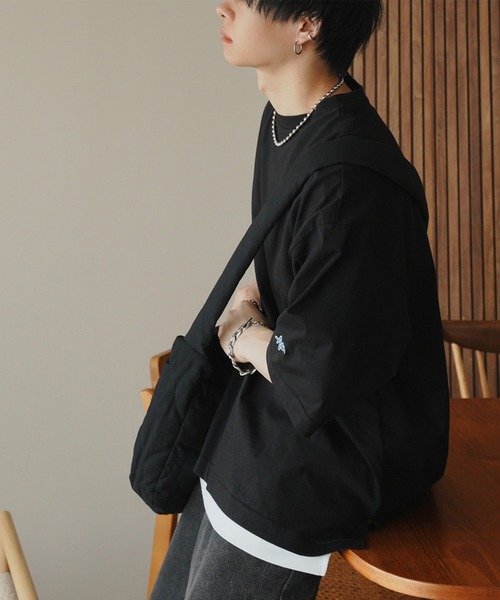 ADAMASTE（アダマスト）の「ワンポイントロゴ刺繍ビッグTEE（Tシャツ/カットソー・メンズ・グレイッシュベージュ/エメラルド/ブラック/ブルー/ピンク/ライトグレー・SMALL/MEDIUM/LARGE）」の14枚目の写真