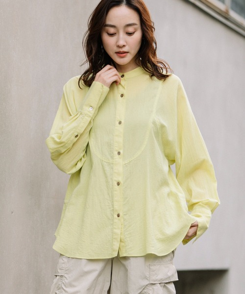 Munich（ミューニック）の「テンセルコットンシフォンバンドカラーシャツ（シャツ/ブラウス・レディース・ベージュ/イエロー/ピンク/ホワイト・FREE）」の13枚目の写真