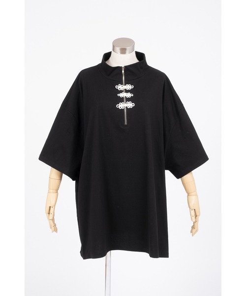 ankoROCK(アンコロック)の「チャイナボタンハーフジップTシャツ -オーバーサイズ-(Tシャツ/カットソー・レディース・A・ONE SIZE)」の3枚目の写真