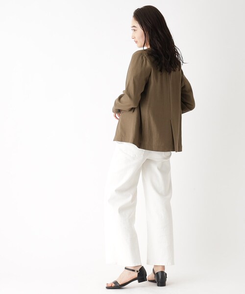 OPAQUE.CLIP（オペークドットクリップ）の「◆セットアップ対応 レーヨンリネンジャケット【洗える】（ノーカラージャケット・レディース・ブラウン系その他/ライトベージュ・38/40）」の10枚目の写真