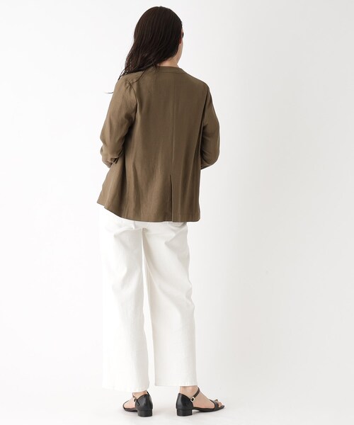 OPAQUE.CLIP（オペークドットクリップ）の「◆セットアップ対応 レーヨンリネンジャケット【洗える】（ノーカラージャケット・レディース・ブラウン系その他/ライトベージュ・38/40）」の11枚目の写真