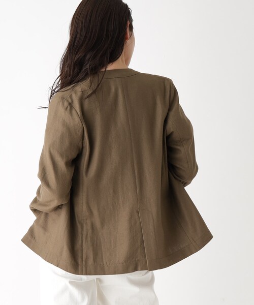 OPAQUE.CLIP（オペークドットクリップ）の「◆セットアップ対応 レーヨンリネンジャケット【洗える】（ノーカラージャケット・レディース・ブラウン系その他/ライトベージュ・38/40）」の14枚目の写真