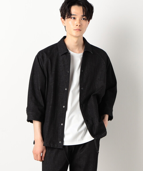 COMME　CA COMMUNE（コムサコミューン）の「７分袖 デニム コーチジャケット（デニムジャケット・メンズ・ブラック/ネイビー・MEDIUM/LARGE）」の2枚目の写真