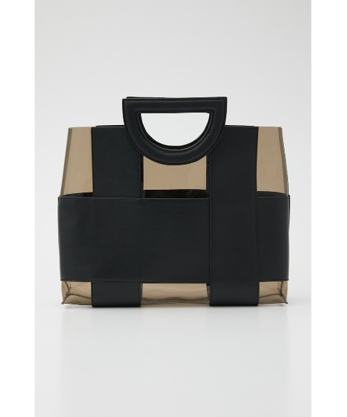 rienda(リエンダ)の「フェイクレザーコンビクリアバッグ(ハンドバッグ・レディース・ブラック/ベージュ・FREE)」の1枚目の写真