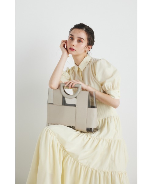 rienda(リエンダ)の「フェイクレザーコンビクリアバッグ(ハンドバッグ・レディース・ブラック/ベージュ・FREE)」の11枚目の写真