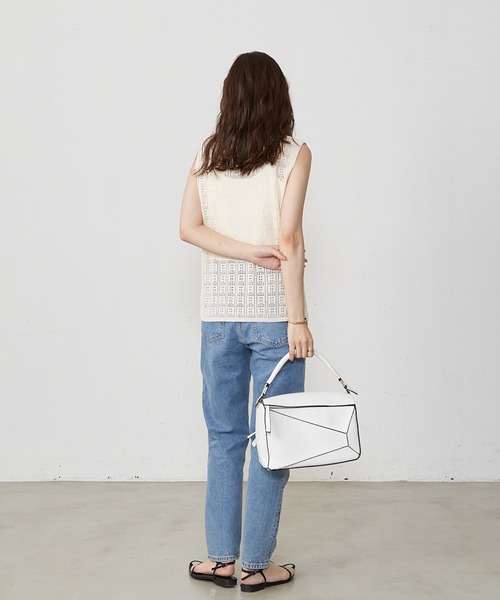 Shelly island（シェリーアイランド）の「シアーニットタンクトップ（ニット/セーター・レディース・ブラック/ホワイト・FREE）」の7枚目の写真