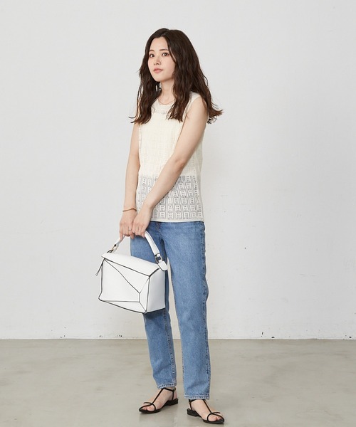 Shelly island（シェリーアイランド）の「シアーニットタンクトップ（ニット/セーター・レディース・ブラック/ホワイト・FREE）」の13枚目の写真