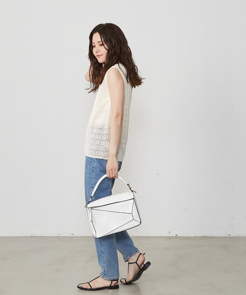 Shelly island（シェリーアイランド）の「シアーニットタンクトップ（ニット/セーター・レディース・ブラック/ホワイト・FREE）」の21枚目の写真