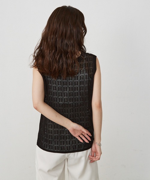 Shelly island（シェリーアイランド）の「シアーニットタンクトップ（ニット/セーター・レディース・ブラック/ホワイト・FREE）」の14枚目の写真