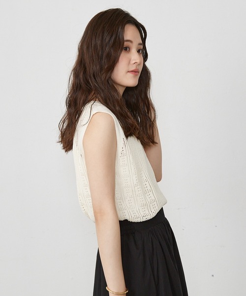 Shelly island（シェリーアイランド）の「シアーニットタンクトップ（ニット/セーター・レディース・ブラック/ホワイト・FREE）」の15枚目の写真