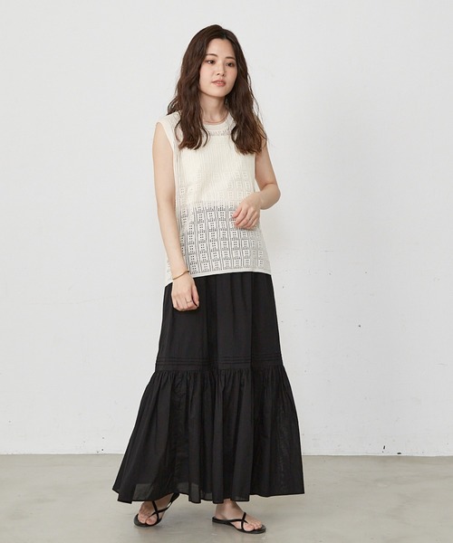 Shelly island（シェリーアイランド）の「シアーニットタンクトップ（ニット/セーター・レディース・ブラック/ホワイト・FREE）」の9枚目の写真