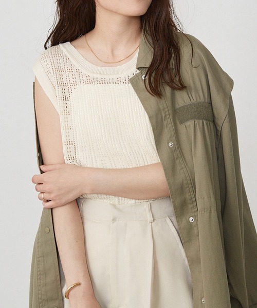 Shelly island（シェリーアイランド）の「シアーニットタンクトップ（ニット/セーター・レディース・ブラック/ホワイト・FREE）」の19枚目の写真