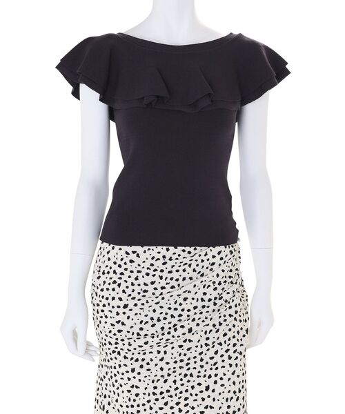 MERCURYDUO（マーキュリーデュオ）の「2WAYラッフルノースリニット（ニット/セーター・レディース・オフホワイト/ブラック/チャコールグレー/レッド/ベビーピンク・FREE）」の10枚目の写真