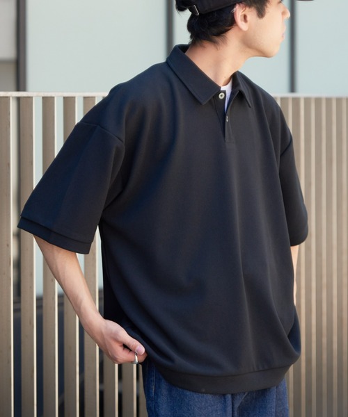 CIAOPANIC TYPY（チャオパニックティピー）の「ドライタッチカットツイルBIGポロ（ポロシャツ・メンズ・ブラック/ベージュ系その他・MEDIUM/LARGE）」の5枚目の写真