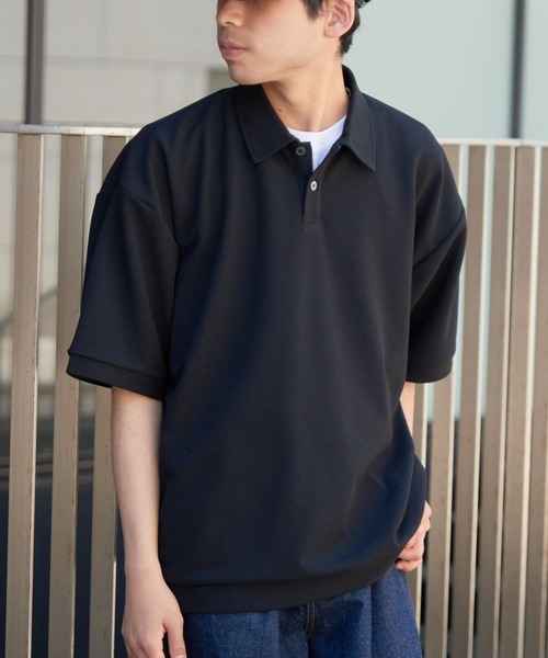 CIAOPANIC TYPY（チャオパニックティピー）の「ドライタッチカットツイルBIGポロ（ポロシャツ・メンズ・ブラック/ベージュ系その他・MEDIUM/LARGE）」の4枚目の写真