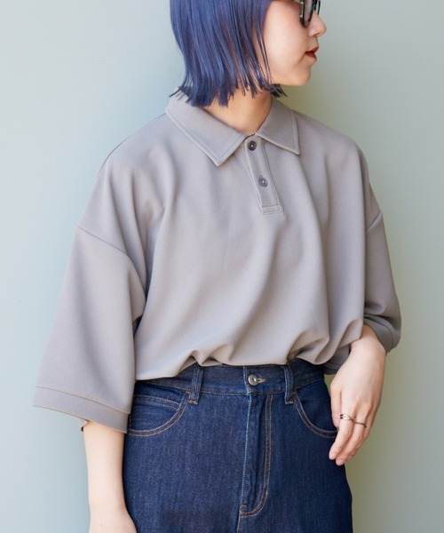 CIAOPANIC TYPY（チャオパニックティピー）の「ドライタッチカットツイルBIGポロ（ポロシャツ・メンズ・ブラック/ベージュ系その他・MEDIUM/LARGE）」の15枚目の写真