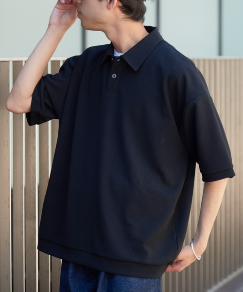 CIAOPANIC TYPY（チャオパニックティピー）の「ドライタッチカットツイルBIGポロ（ポロシャツ・メンズ・ブラック/ベージュ系その他・MEDIUM/LARGE）」の3枚目の写真