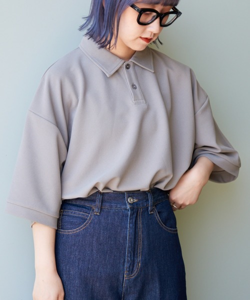 CIAOPANIC TYPY（チャオパニックティピー）の「ドライタッチカットツイルBIGポロ（ポロシャツ・メンズ・ブラック/ベージュ系その他・MEDIUM/LARGE）」の13枚目の写真