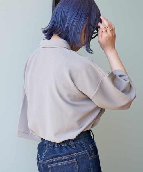 CIAOPANIC TYPY（チャオパニックティピー）の「ドライタッチカットツイルBIGポロ（ポロシャツ・メンズ・ブラック/ベージュ系その他・MEDIUM/LARGE）」の16枚目の写真