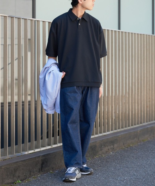 CIAOPANIC TYPY（チャオパニックティピー）の「ドライタッチカットツイルBIGポロ（ポロシャツ・メンズ・ブラック/ベージュ系その他・MEDIUM/LARGE）」の8枚目の写真