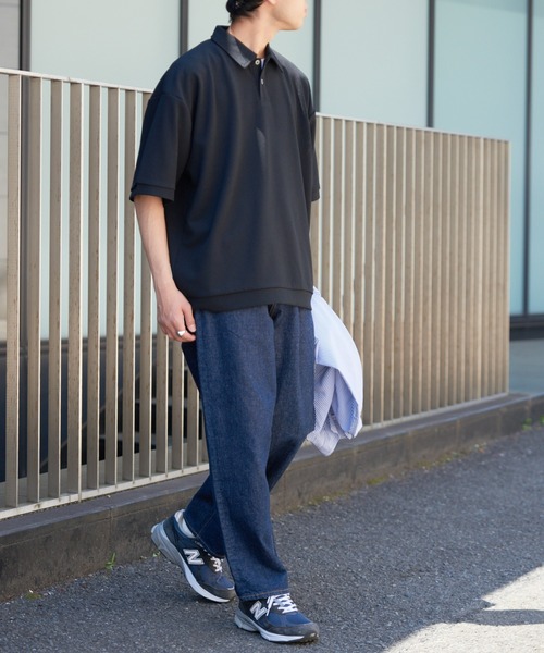 CIAOPANIC TYPY（チャオパニックティピー）の「ドライタッチカットツイルBIGポロ（ポロシャツ・メンズ・ブラック/ベージュ系その他・MEDIUM/LARGE）」の9枚目の写真