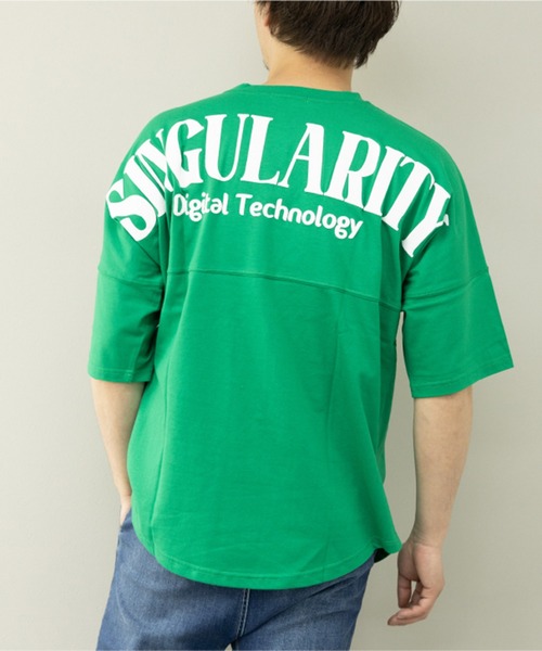 STYLEBLOCK（スタイルブロック）の「BIGロゴプリント入り5分袖ビッグシルエットTシャツ（Tシャツ/カットソー・メンズ・ホワイト/ブラック/グリーン・L/M）」の3枚目の写真