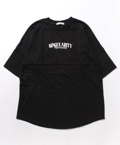 STYLEBLOCK（スタイルブロック）の「BIGロゴプリント入り5分袖ビッグシルエットTシャツ（Tシャツ/カットソー・メンズ・ホワイト/ブラック/グリーン・L/M）」の7枚目の写真