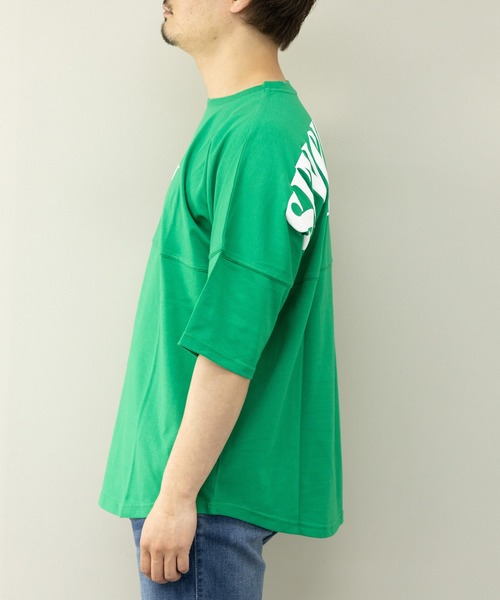 STYLEBLOCK（スタイルブロック）の「BIGロゴプリント入り5分袖ビッグシルエットTシャツ（Tシャツ/カットソー・メンズ・ホワイト/ブラック/グリーン・L/M）」の9枚目の写真