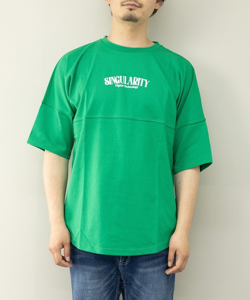 STYLEBLOCK（スタイルブロック）の「BIGロゴプリント入り5分袖ビッグシルエットTシャツ（Tシャツ/カットソー・メンズ・ホワイト/ブラック/グリーン・L/M）」の10枚目の写真