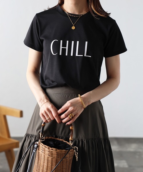 Bonjour Sagan（ボンジュールサガン）の「CHILLロゴTシャツ（Tシャツ/カットソー・レディース・ブラック/オフホワイト・FREE）」の2枚目の写真